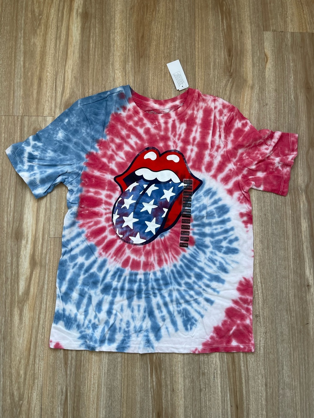 Kids Red & Blue Tie-Dye Graphic Tee - Rolling Stones Style